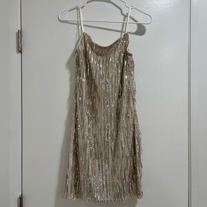 Gold Sequin & Fringe Mini Dress